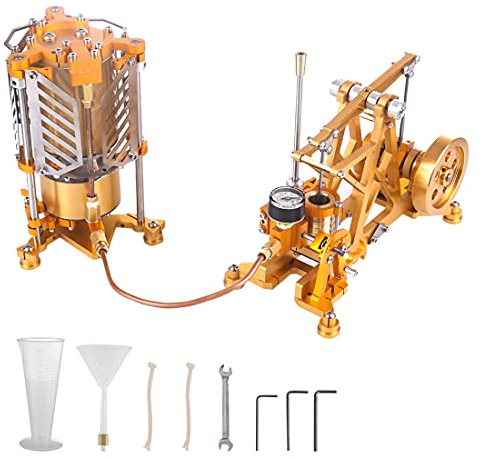 PizazzToy Machine à vapeur pour adultes - Machine à vapeur - Modèle pédagogique scientifique - Pompe à vapeur avec générateur de chaudière - Cadeau créatif - Modèle mécanique à vapeur