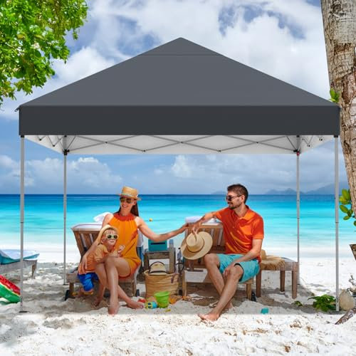 Tonnelle de Jardin 3x3M ，Tonnelle Pliante，Tente Pliable，Tente Réception，Réglable en Hauteur,Anti UV 50+，Imperméable，Auvent Barnum Pliable pour Camping Festival Plage,Sac de Transport Inclus,Anthracite