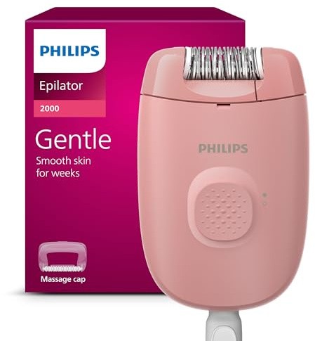Philips Epilator Series 2000, Corded Epilator for Legs and Body, Hair Removal Device for Women, Model BRE227/00