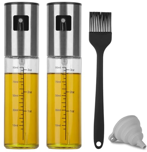 JASTOO oljespruta för matlagning, sprayflaska olja, oljespray för kök, oljespruta för varmluftsfritös olivolja spray för sallad, grillning, bakning i köket (2 stycken 100 ml)