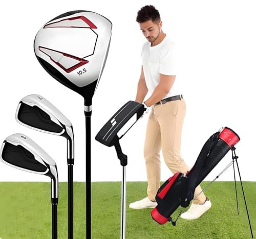 Golfschläger-Set mit Titan-Treiber, Eisen, Fairwayholz, Putter und Tasche, 4-teilig, für Outdoor-Sportarten