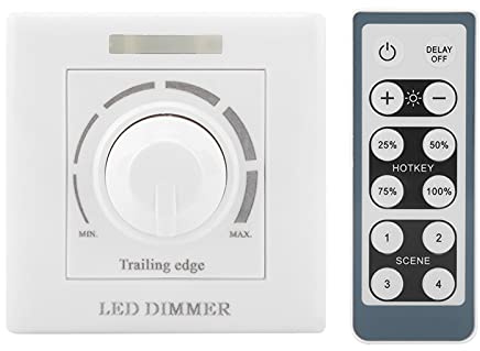 Ejoyous Regulador de intensidad LED con mando a distancia por infrarrojos, regulador de intensidad giratorio, regulador de intensidad, 200 W (220 V)