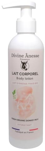 Divine Ânesse – Lait Corporel – Lait d’Ânesse Frais Bio – 250 ml - Hydratant, Apaisant, Nourrissant - Tous Types de Peaux - Fabriqué en France - 99,7% d'Origine Naturelle