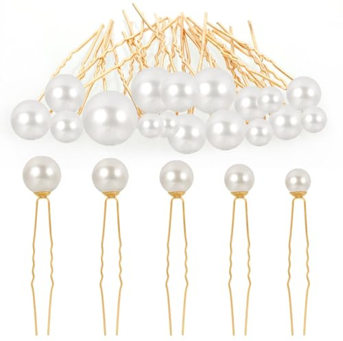 18 Pcs Wedding Pearl Hair Pins U Shaped Pearl Hair Clips for Women, Gold | Elegant Hair Decorations, Brides, Bridesmaids, Accessory