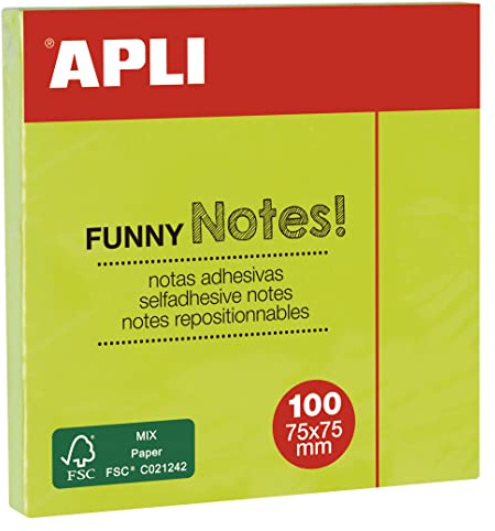 APLI 11899 - ROLIGA klisterlappar 75 x 75 mm 100-arks fluorescerande grön pad