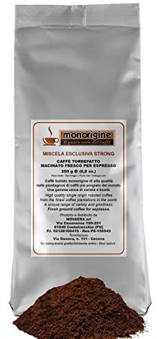 Caffè Arabica macinato fresco per espresso Miscela esclusiva Strong 250 gr - Tostatura Artigianale