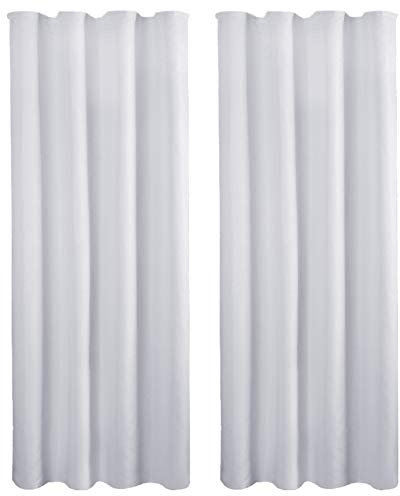 Bestlivings Cortina Opaca (140x145cm / Set de 2 Paneles) Unicolor (Gris Claro) con Cinta fruncidora/Banda Universal, Cortina Decorativa para Ventana o balcón - Panel Decorativo Elegante