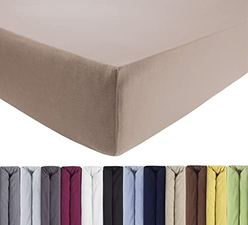 ENTSPANNO Luxus Spannbettlaken 140x200 bis 160x220 cm - Aus weichem Premium Jersey - Ideal für Wasser- u. Boxspringbett bis 35cm Höhe - Edelbraun