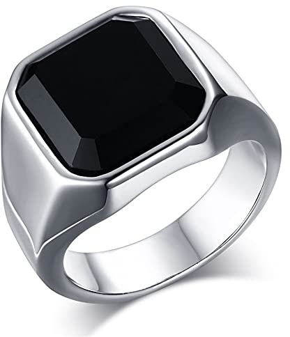 JewelryWe Smycken, sigillring, herrring, rostfritt stål, glas, sten, klassisk, viking, ringar, bandring med gravyr, presenter för män, silver/guld/svart storlek 54 till 70