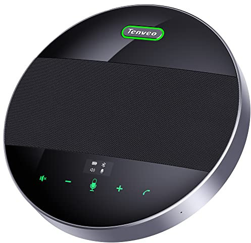 Tenveo 360° Omnidirektionaler Konferenzlautsprecher mit Mikrofon – Bluetooth 5.0, USB, Wireless, 8000mAh Akku, Geräuschunterdrückung – Ideal für Zoom, Teams, Online Meetings