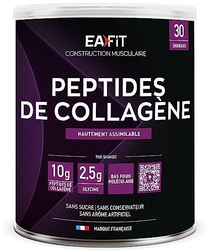 EAFIT | Peptides de Collagène | Bien-être Musculaire et Articulaire | Collagène Bovin | Glycine | Sans sucre, Sans conservateur ni Arôme Artificiel | Marque Française | Collagene Poudre 300g