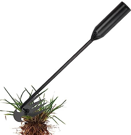 Raccogli erbacce - Sarchiatore manuale per giardino con manico | Estrattore per diserbo in acciaio inossidabile con 4 denti, risparmio di manodopera per la rimozione delle erbacce da giardino Rianpesn