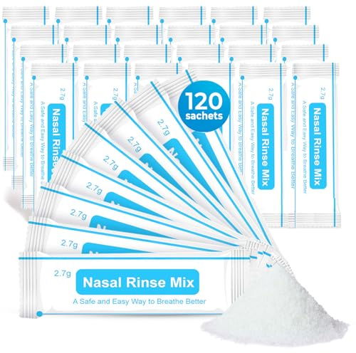 Sale per Lavaggi Nasali 120 Bustine da 2,7 g – Soluzione Fisiologica per Irrigazione Nasale – Adulti e Bambini – Ideale per Doccia Nasale