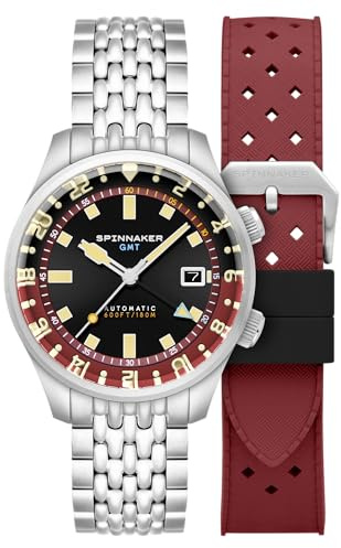 Spinnaker Bradner GMT SP-5121 - Orologio automatico da uomo con cinturino in acciaio inossidabile massiccio, 42 mm, Bracciale