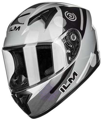 ILM Motorcykelhjälm Barn Helansiktsmodell MF521,Grå Tyg, S