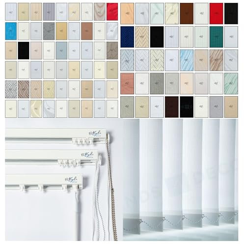 Parker & Hartley Complete Vertical Blind Set 89mm (3.5 inch) - Made to Measure Vertical Blinds Slats including Fabric, Headrail, Hangers, Brackets, Weight & Chain - Plenty of Colors & Designs