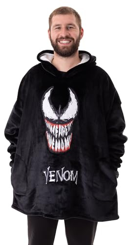 Marvel Venom Sudadera con Capucha para Hombre | Jersey con Capucha de Forro Polar para Adultos en Negro con Personaje de Venom | Ropa de Estar por casa con Forro Sherpa y Bolsillos | Mercancía