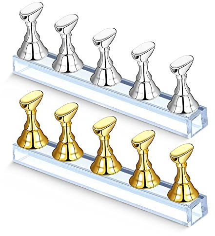 Supporto Magnetico per Unghie Magnetico 2 Sets Espositori per Unghie in Acrilico Manicure Strumento Formazione Salone di Arte del Chiodo