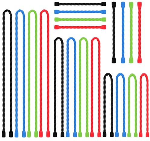 20 PCS Silicone Twist Ties Reusable Cable Ties Steel-Core Straps for Organizing Bundling and Holding All Purpose Bendable Cord Tie for Indoor Outdoor 4 6 12 18 24 inch (4 Colors)