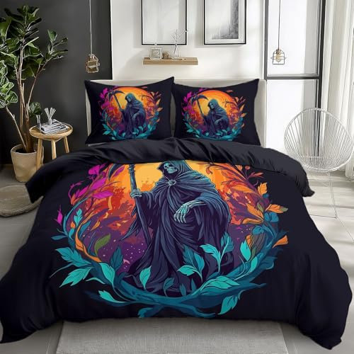 Generisch Logo Todessense Bettbezug Bettwäsche 135 x 200 cm Mikrofaser Bettwäsche 3 Teilig Mit Reißverschluss, Schwarz Kinder Erwachsener Bettdeckenbezug Mit Kissenbezug