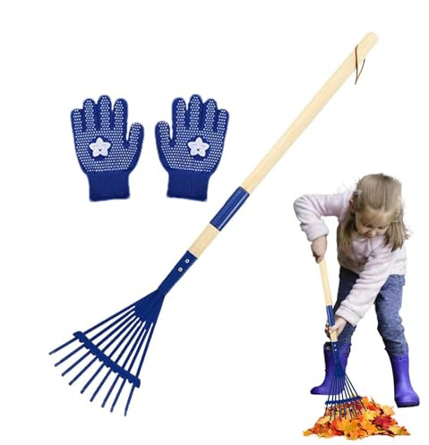 Râteau de jardin pour | Kit de râteau à poignée | Petit râteau avec poignée | Jouet d'extérieur léger pour l'exploration en plein air, le travail de jardinage, le camping