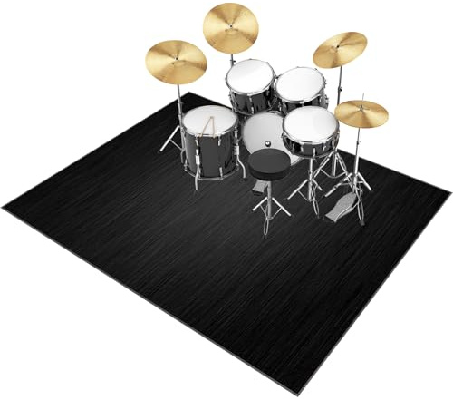 Tehocwiz Alfombra Bateria Electronica Alfombras Batería Acústico Alfombra para Batería Antideslizantes Alfombra de Tambor Tambor Alfombra Insonorizada para Bombo Caja Alfombrillas 120 x 70 cm
