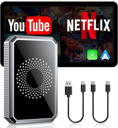 LAMTTO Carplay AI-Box Adaptateur Carplay sans Fil pour Voiture avec Streaming Netflix Youtube Tiktok sur Écran De Voiture Compatible Voitures OEM Carplay Filaire Et Écran Tactile 2016‑2020