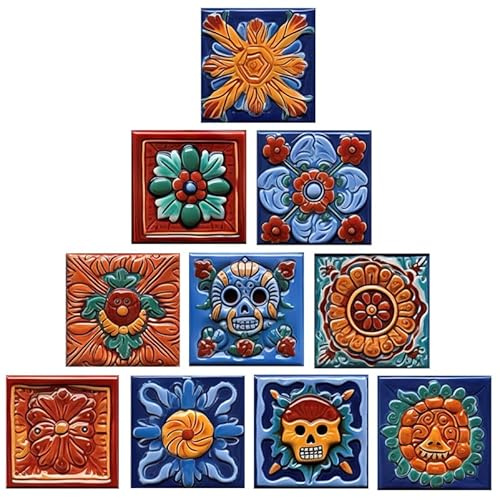 SHINEOFI 10 Uds Pegatinas Azulejos Flores De Marruecos Adhesivos Decorativos Para Pared Resistente Al Agua Vinilos Para Cocina Baño Hogar Vintage 3.93In