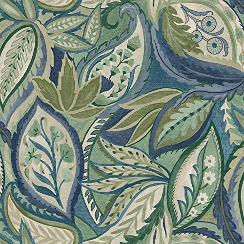 World of Tapet Paisley Leaves Tapet - Modern tapet för vardagsrum, sovrum, öppen spis - dekorativt lyxigt väggpapper med mjuka svepande löv och Paisley-mönster blå 50460