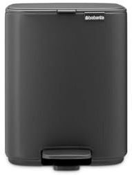 Brabantia Bo Pedal Bin 7L (Mineral Infinite Grey), Soft Closing Waste Bin with Light Pedal Operation, Easy to Clean Removable Plastic Inner Bucket with Free PerfectFit Rubbish Bags Included