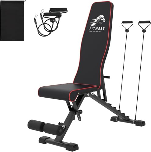 Dskeuzeew Adjustable Weight Bench for Full Body Workout, Foldable Bench | for Home Gym, Incline/Decline Multi-Position with Resistance Bands, Exercise Workout Bench, 660lb/300kg Capacity