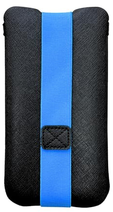 OneJoy Funda protectora para iPhone, ajuste delgado, cierre de correa elástica, neopreno ligero, sin cremallera, funda protectora alternativa para teléfonos móviles de 6.5 a 6.9 pulgadas [negro/azul