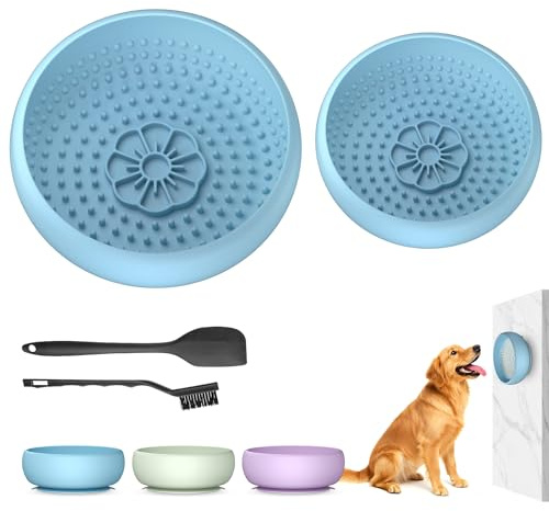 Pawinner 2-in-1 Lick Bowl Hund & Anti Schling Napf Hund Set, Rutschfesten Saugnäpfen, 2 Stück Schleckmatte für Hunde, zur Angstlinderung&Langsame Fütterung, aus Lebensmittelechtem Silikon, Einfrieren