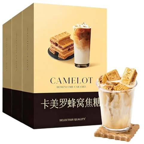 Dulce de Miel y Caramelo Panal de Abeja Postre Tradicional de Fiestas Decoración para Café Helado Snack Crujiente(80g*3)
