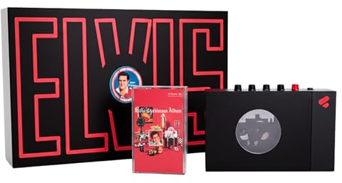 We are Rewind Tragbarer Kassettenspieler – Kassettenrekorder mit Bluetooth-Verbindung, Lautsprecher oder Kopfhörer, 3,5-mm-Audiokabel – Limited Edition (Elvis, Schwarz & Rot)