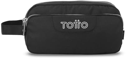 TOTTO - Estuche Escolar 3 Compartimentos, Modelo Agapec Ecole Solid, Estuche Grande, 23 x 11.5 x 10.5 cm, Asa Lateral, Tiradores Ergonómicos con PVC, Tejido Resistente, Color Negro