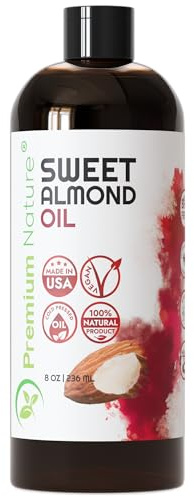 Sweet Almond Oil 8 oz - 100% Pure, Cold Pressed, Unscented Moisturizing Oil for Skin, Hair & Body, Lightweight Carrier Oil for Massage, DIY Beauty and Essential Oils Mixing