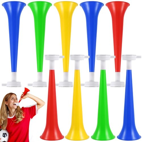 NIYANGLE Paquete de 10 Trompetas de Plástico para Niños, Instrumentos de Sonido para Juegos Deportivos Y Fiestas de Cumpleaños, Accesorios para Animar (color Aleatorio).