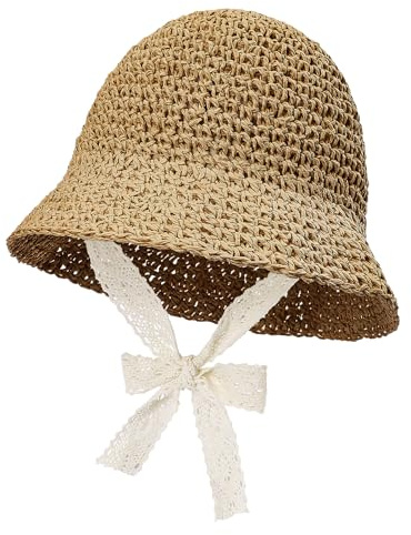 kitcorn Cappello di Paglia Bambina 1-6 Anni Cappellino da Sole Estivo Neonata Ragazza Cappelli Anti UV Largo Visiera per Spiaggia Viaggio Vacanze attività All'aperto,1,2,3Anni