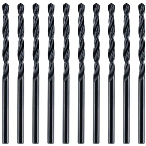 Box Of 10 x 3.3mm HSS Jobber Drill Bits - Black Roll Forged HSS-R for Carbon + Alloy Steel, Plastics & Wood. DIN338 (3.3mm x 65mm)