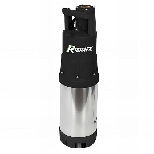 Ribimex Dränkbar pump för brunnar 4 turbiner Pro-serien, klart vatten, 1 200 W, flödeshastighet 6 000 L/h, dykning Max 12 m, prevalens 45 m, rostfritt stål, idealisk för brunnar, tankar och tankar -