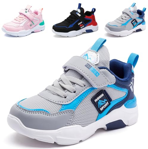 Mitudidi Zapatillas Niño Deportivas Cómodas y Ligeras Bambas Deportivas con Velcro Zapatillas de Deporte Niño para Gimnasio Running y Excursiones Azules 35