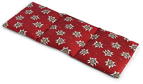 Cojín de huesos de cereza, 20 x 50 cm, 3 cámaras, cojín térmico, cojín de grano, flor edelweiss