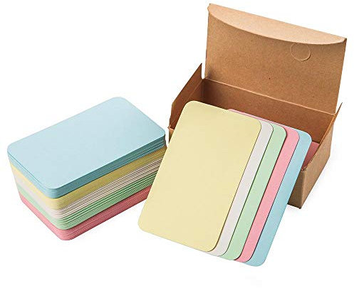 GAKA FAVOR Blanko Papier Karten Mehrfarbig 100 Stück Mitteilungs Leere Visitenkarten Karteikarten, Mitteilungskarte DIY Papier für Schule Home Office Party Supply (9x5.3cm)