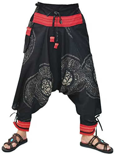 Siamrose Samurai Yoga Ninja Harem Pants Men Women Lounge Trousers, Black