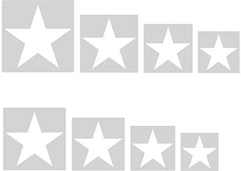 8 Reusable Plastic Star Stencils - Large 5-Point Star & Other Wall Stencil Designs for DIY Craft Decor