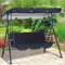 Replacement Canopy Swing Seat Chair, 2 or 3 Seater Garden Swing Chair Cover Waterproof Anti-UV Pew Covers for Sun Shade Outdoor Seat, Black