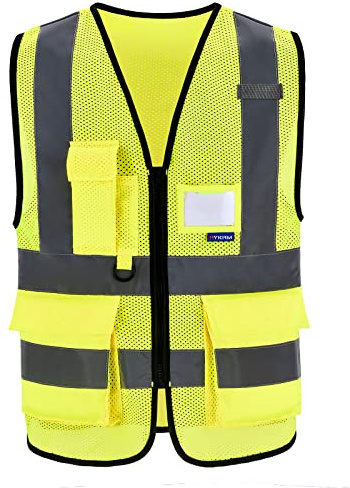 AYKRM 21 colors high Vis vest Zipper Front High Visibility vest Hi Vis Executive Vest Waistcoat with Phone & ID Pockets