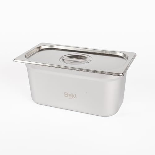 Baki Stainless Steel Gastronorm Container 1/3 Food Pan 65, 100, 150 mm Deep with & Without Lid (150mm Deep with Lid)