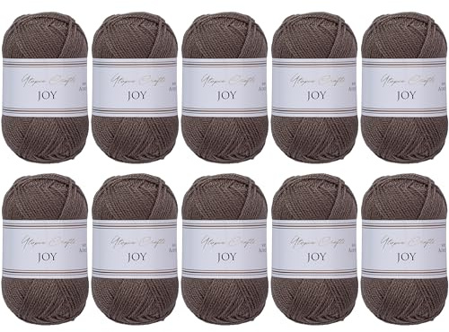 Utopia Crafts JOY Uni stick- och virkgarn, mjukt, lättskött, 100% polyakryl, 10 x 50 g nystan, 150 m (Stålgrå)